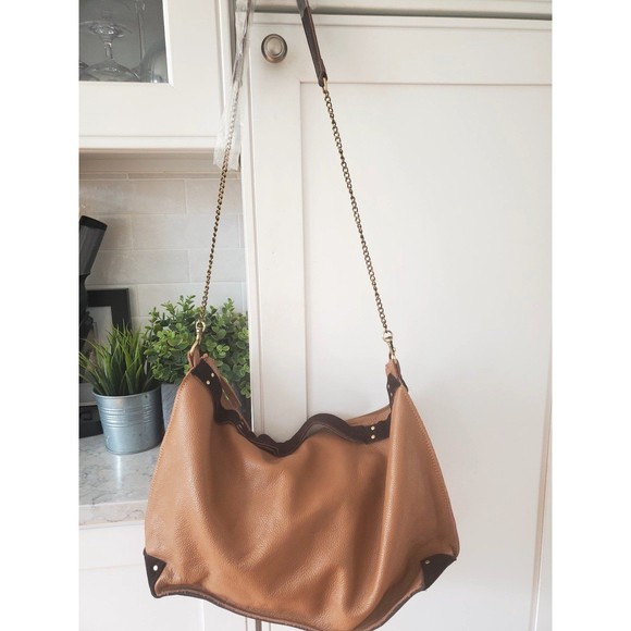 Jo Soft Tan Leather & Suedewith Removable Chain Stap